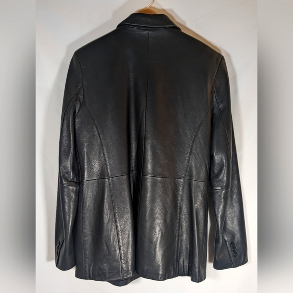Preview Collection Genuine Lamb Skin Leather Button Up Jacket Blazer Size Large - Picture 2 of 13